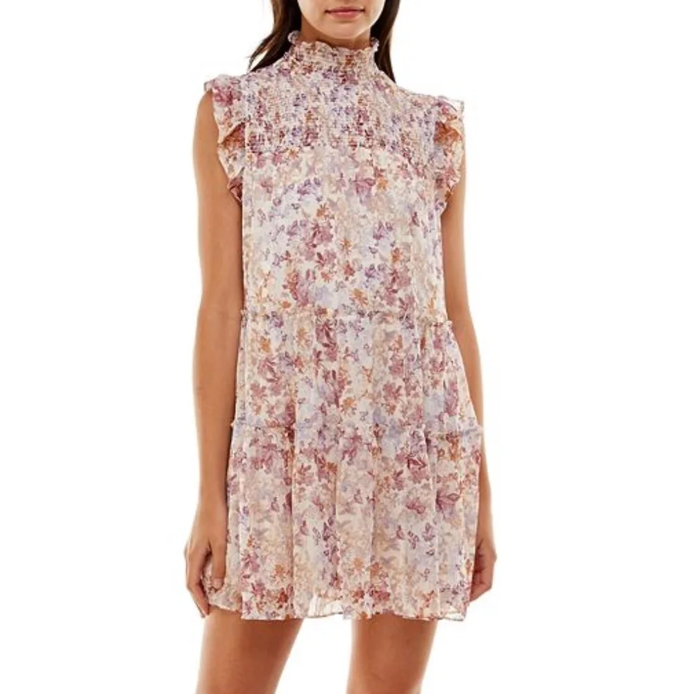 NWT TRIXXI Junior smocked mock neck shift dress - Picture 1 of 7